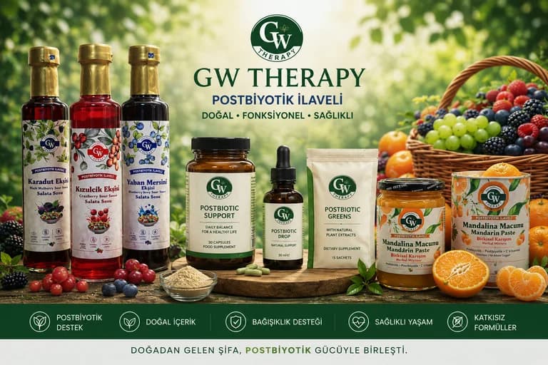 GW Therapy postbiotic-enriched product range poster