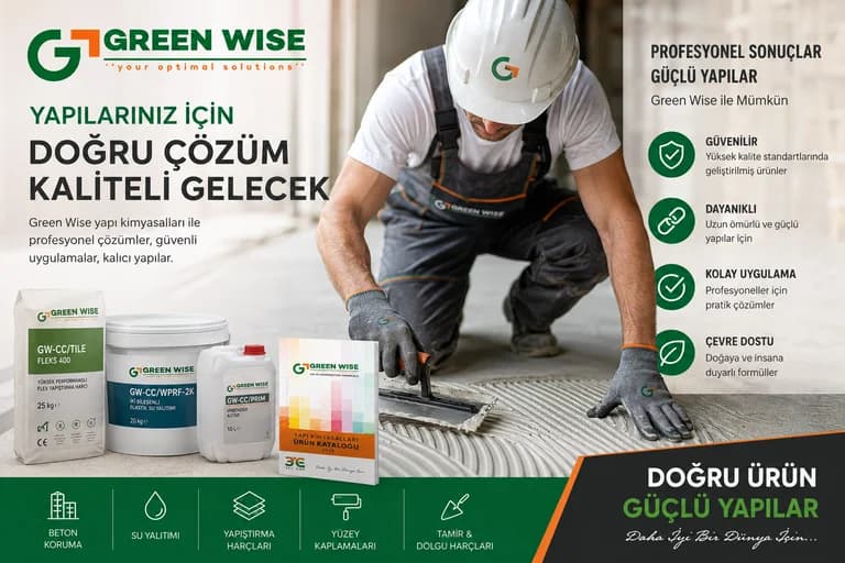 Green Wise Construction Chemicals poster: the right solution for your buildings, a quality future